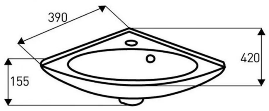 Lavoar de colț ceramic ELF Nar 39x42 cm