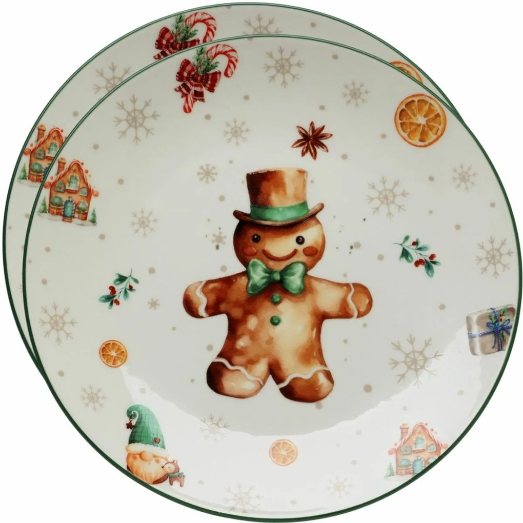 Set de 2 farfurii de desert din porțelan Gingerbread 19 cm