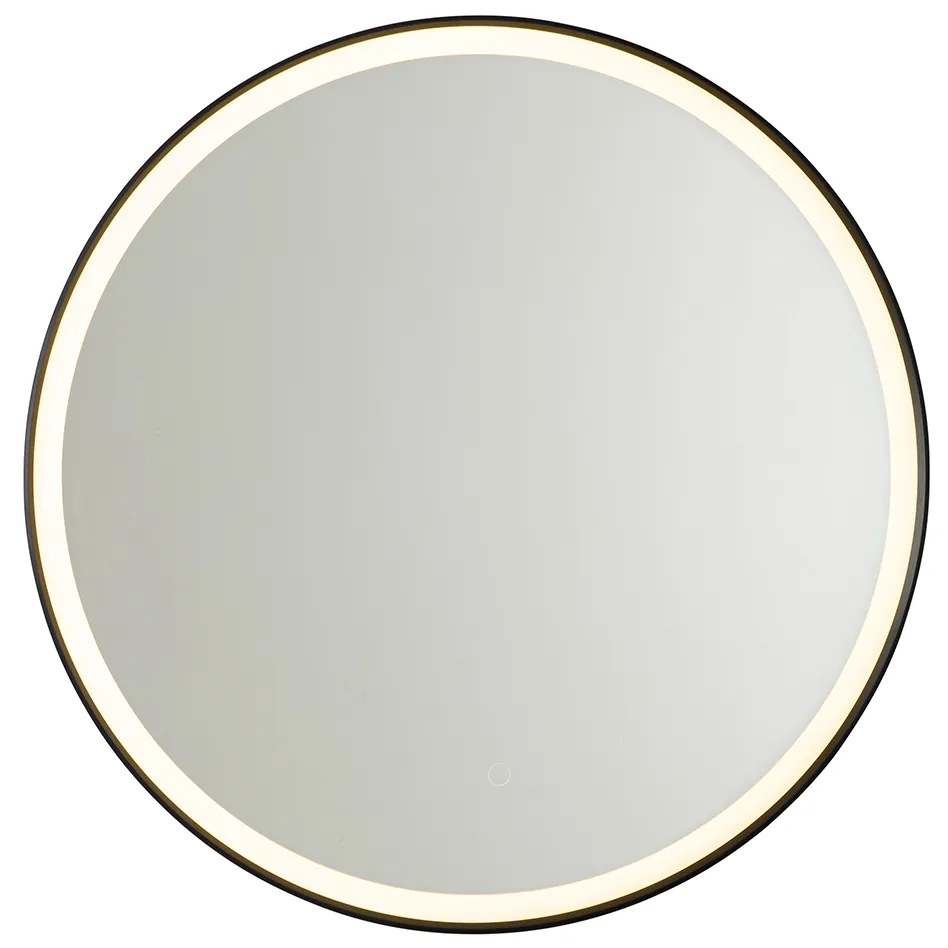 Oglinză de baie neagră 70 cm cu LED cu dimmer tactil - Miral