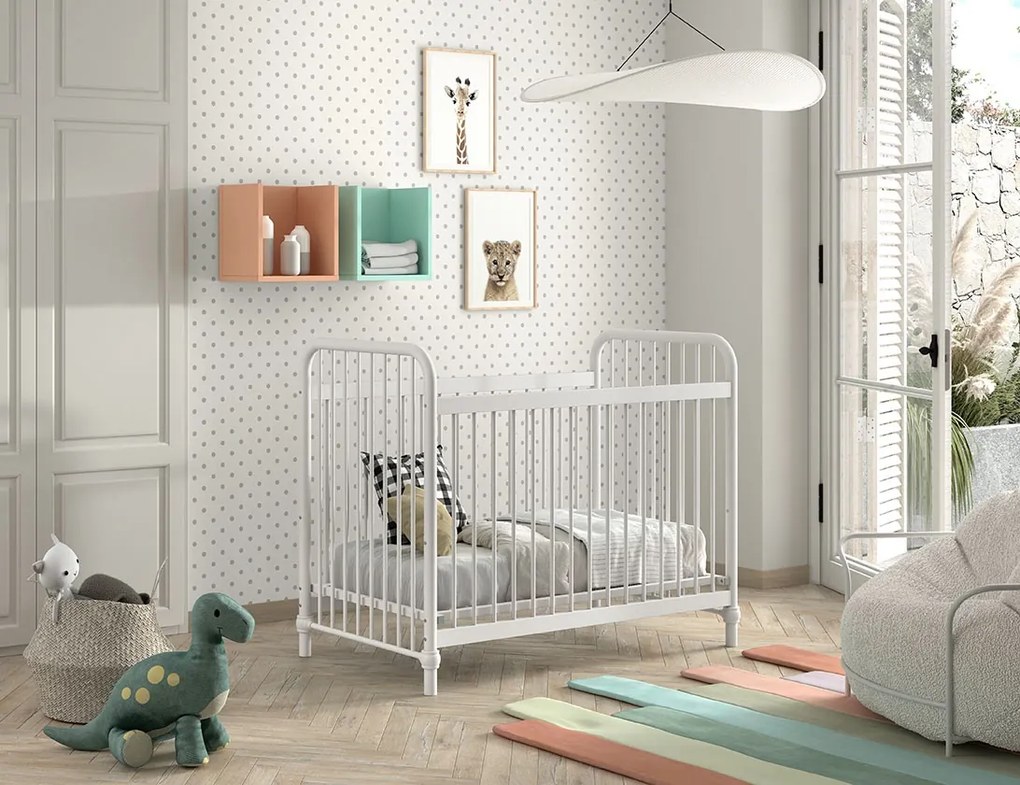 Pătuț Bebeluși BRONXX, Alb Mat, 60 x 120 cm (Metal) – BRONXX – Vipack