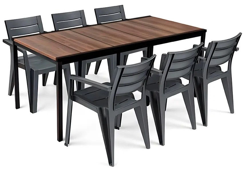 Amari Large 6+1 set de mobilier de grădină nuc-grafit