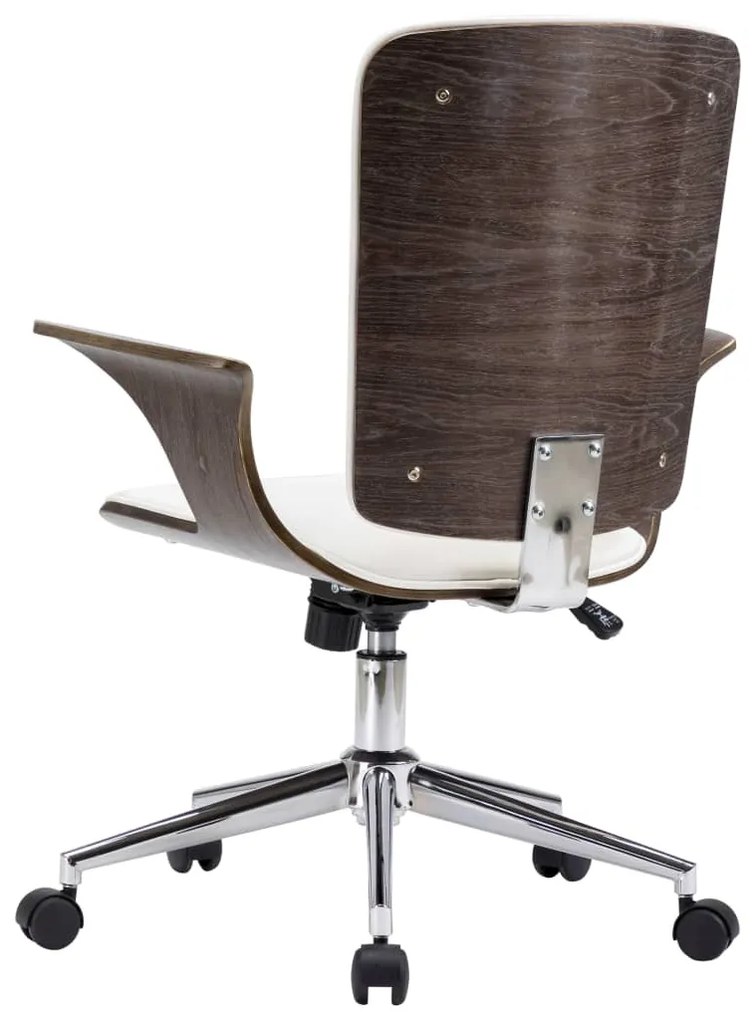Scaun de birou rotativ, alb, piele ecologica si lemn curbat 1, Alb si gri