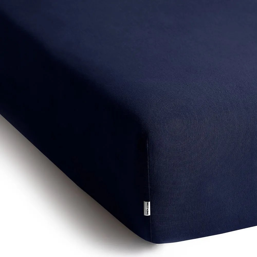 Cearceaf albastru închis din jerseu cu elastic 220x200 cm Amber – Restilo