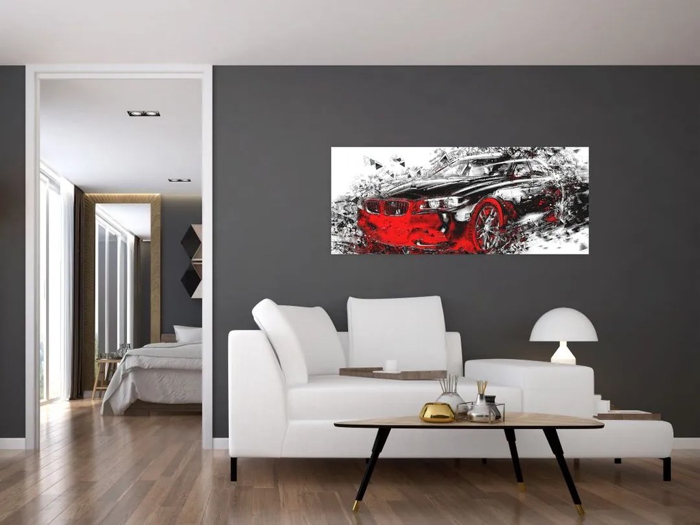 Tablou - Mașina pictată în acțiune (120x50 cm)