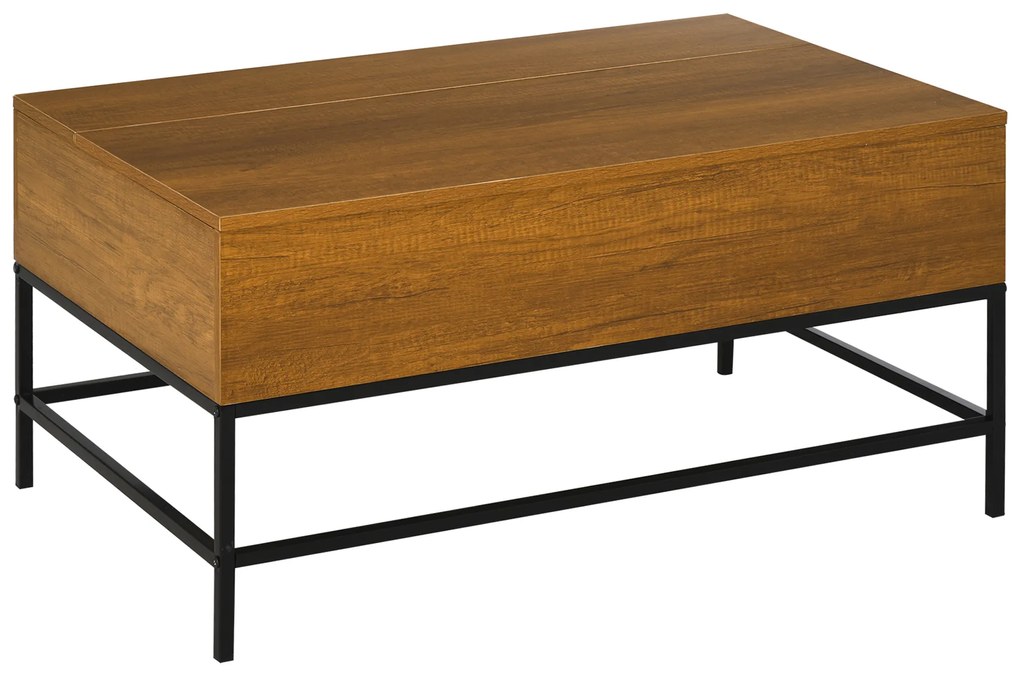 HOMCOM Masă de Cafea Reglabilă Masă de Cafea cu Spațiu de Depozitare Ascuns Masă Reglabilă pentru Salon Sufragerie 90x60,5x45,5 cm Tecă | Aosom Romania