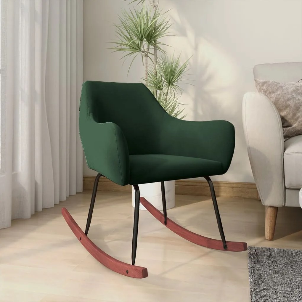 331020 vidaXL Scaun balansoar, verde închis, catifea