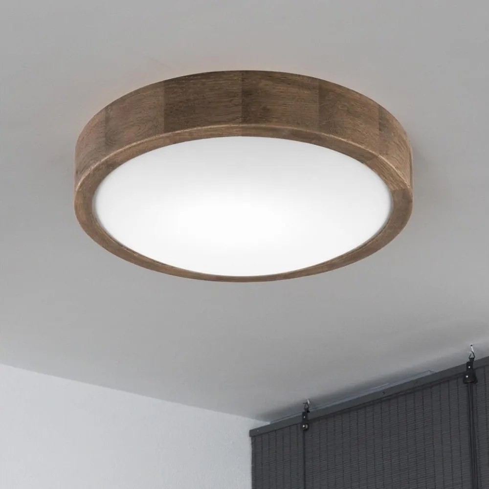 Brilagi LED RGBW — plafonieră LED dimerizabilă CARVALHO SLIM 1xE27/9W/230V Wi‑Fi, stejar, Ø 27 cm