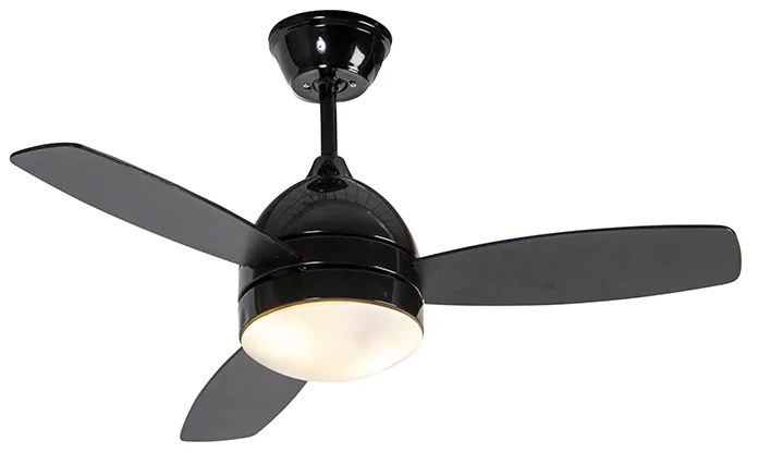 Ventilator de tavan negru cu imprimeu lemn 96cm cu telecomandă - Rotar