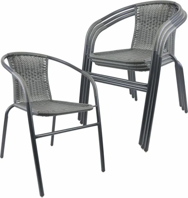 Set de scaune bistro de grădină, stivuibile, gri, 4 buc