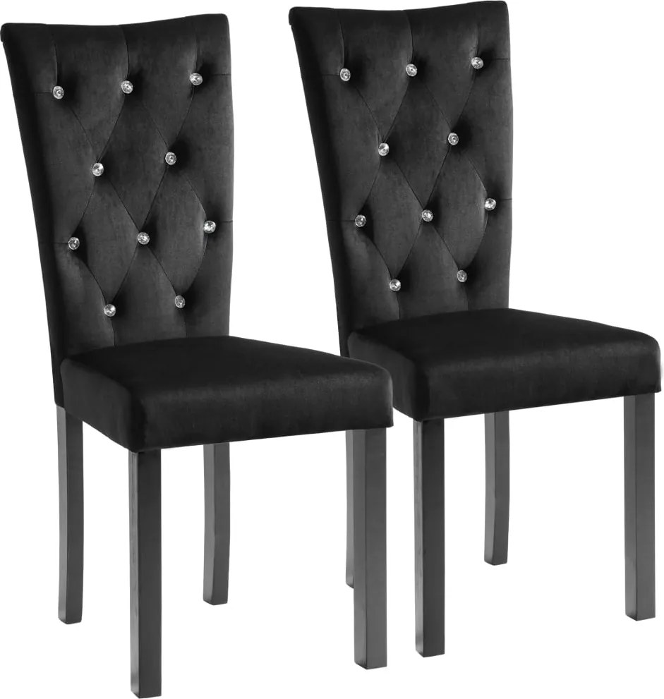vidaXL Scaune de bucătărie, 2 buc., negru, catifea