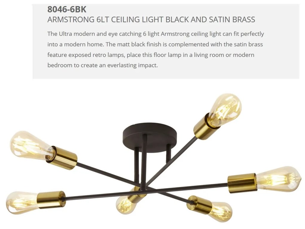 Lustra moderna design minimalist Armstrong 6L 8046-6BK SRT