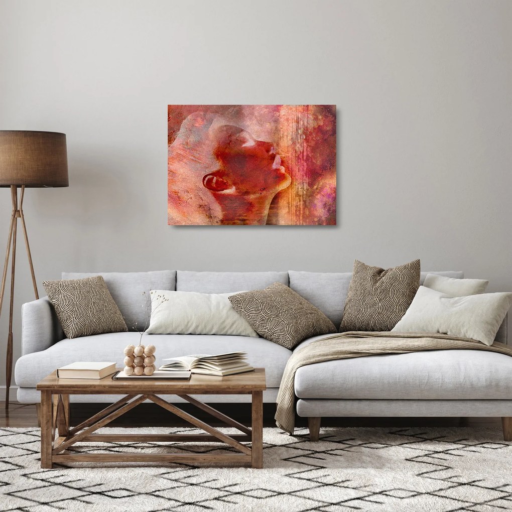 Tablou pe sticlă - Profilul feței feminine (70x50 cm)