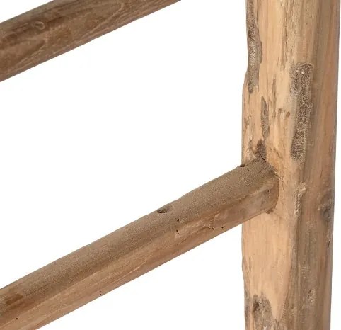 Consolă hol farmhouse din lemn de tec reciclat, natur, cu console decupate sub blat și traverse rotunde, 83 x 100 x 50 cm, „Avana Small”