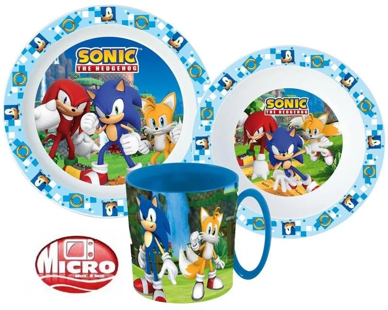 Sonic Ariciul set de vase, set de plastic micro cu cană de 350 ml