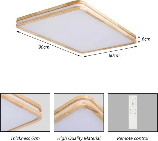 Brilagi - Corp de iluminat LED reglabil MOLINA SQUARE LED/128W/230V, stejar, 90x60 cm + telecomandă