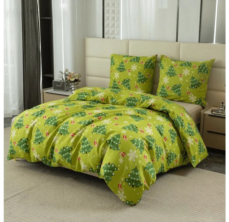Lenjerie de pat din microfibra CHRISTMAS TREE verde Dimensiune lenjerie de pat: 70 x 90 cm | 140 x 220 cm