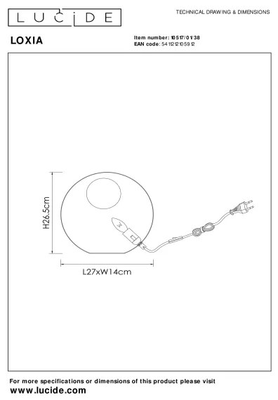 Lampă de masă Lucide 10517/01/30 LOXIA 1xE14/40W/230V negru