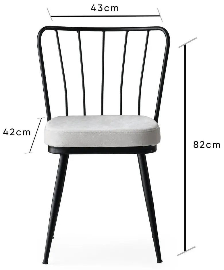 Scaune de dining alb-negru 2 buc. din metal Yildiz – Kalune Design