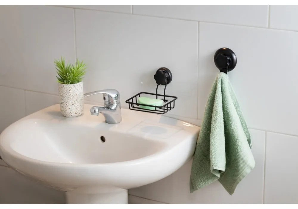 Savonieră autoadezivă de perete Compactor Bestlock Black. negru