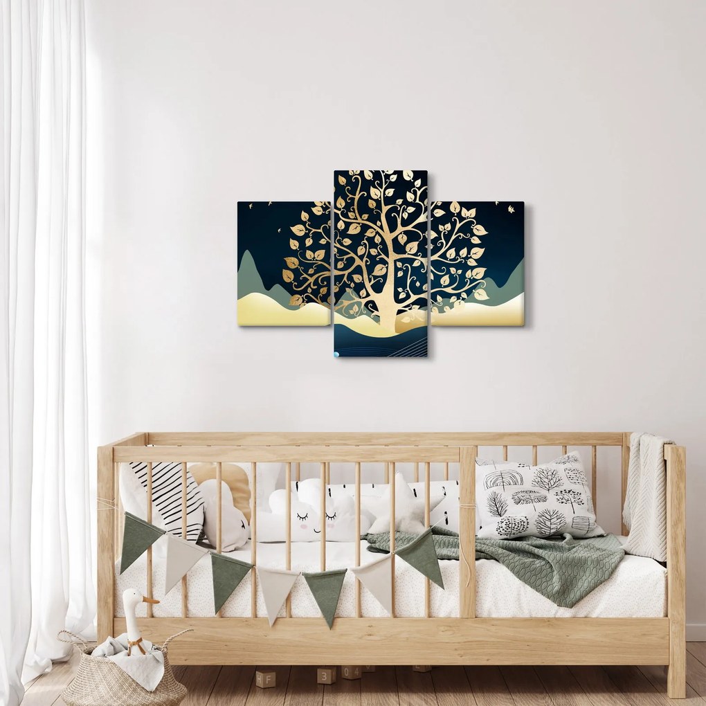 Tablou cu copac auriu (90x60 cm)