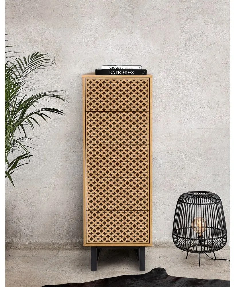 Comodă în decor de stejar Woodman Camden Narrow Diamond Print, 40 x 123 cm