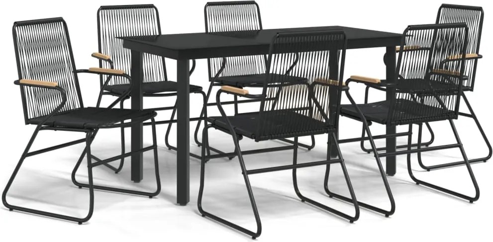 vidaXL Set mobilier de grădină, 7 piese, negru, ratan PVC