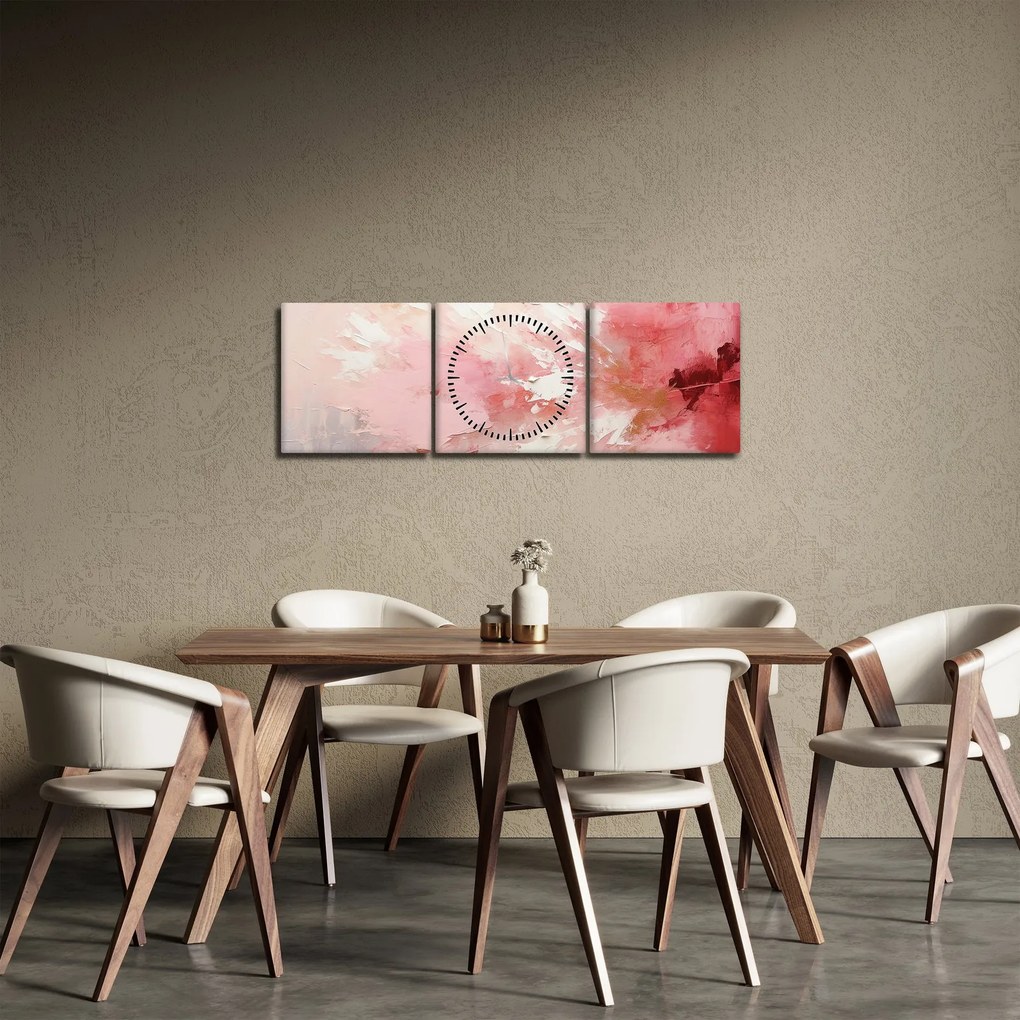 Tablou - Abstract roz (cu ceas) (90x30 cm)