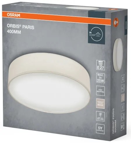 Osram - Plafonieră ORBIS PARIS, 2x E27, 25W, 230V, Ø 40 cm, crem
