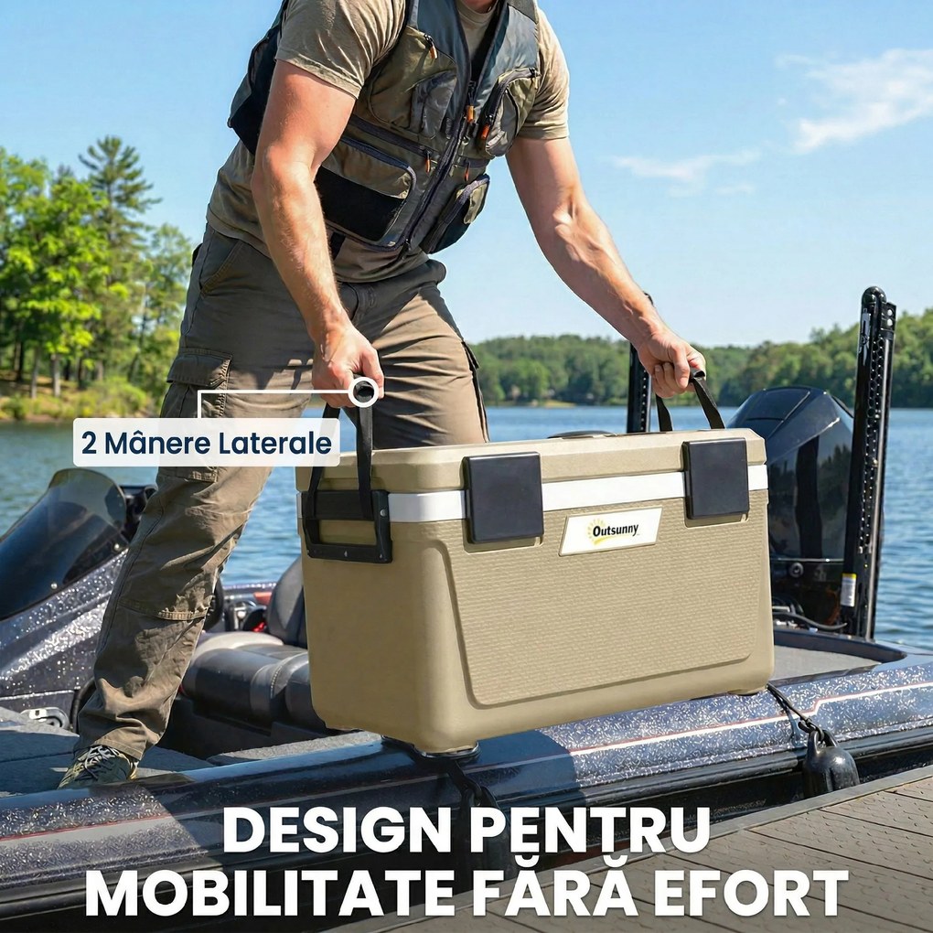 Outsunny cutie frigorifică auto picnic răcitoare portabile frigider băuturi reci călătorie ladă frigorifică congelator rigid bere 40L | Aosom Romania