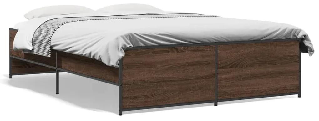 3279911 vidaXL Cadru de pat, stejar maro, 120x190 cm, lemn prelucrat și metal