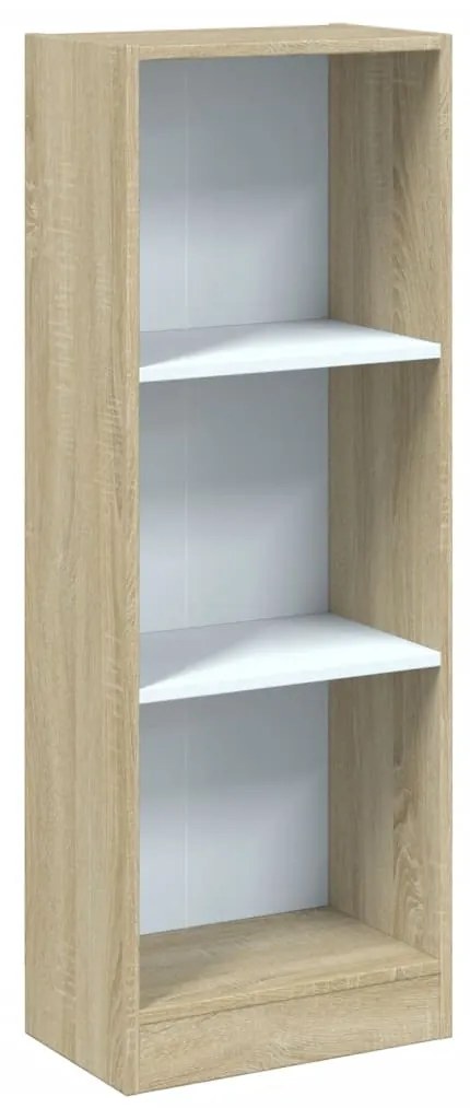 800833 vidaXL Bibliotecă cu 3 rafturi, alb & stejar sonoma, 40x24x109 cm