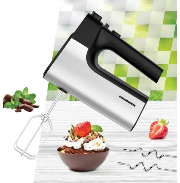 Heinner HM-500BKSS - Mixer de mână 500W/230V crom mat/negru