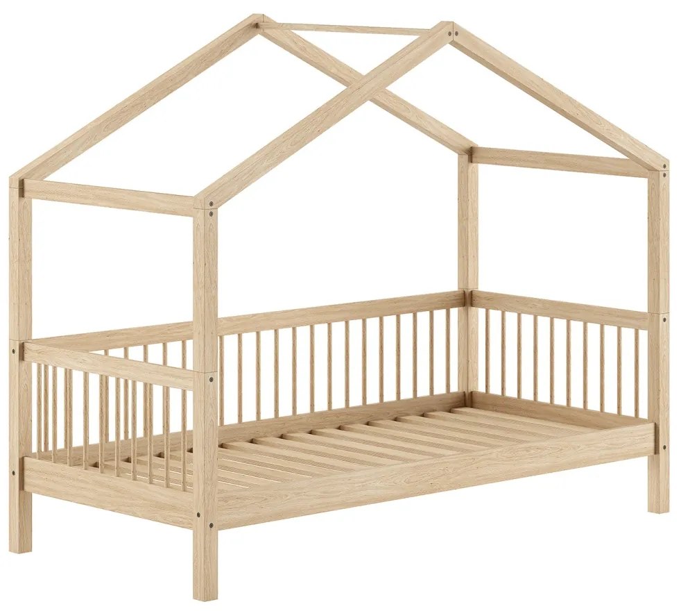 Pat Casă Forrest Beech 90x200 cm, pentru Camera Copii, din Lemn de Fag, cu Sertar – Vipack