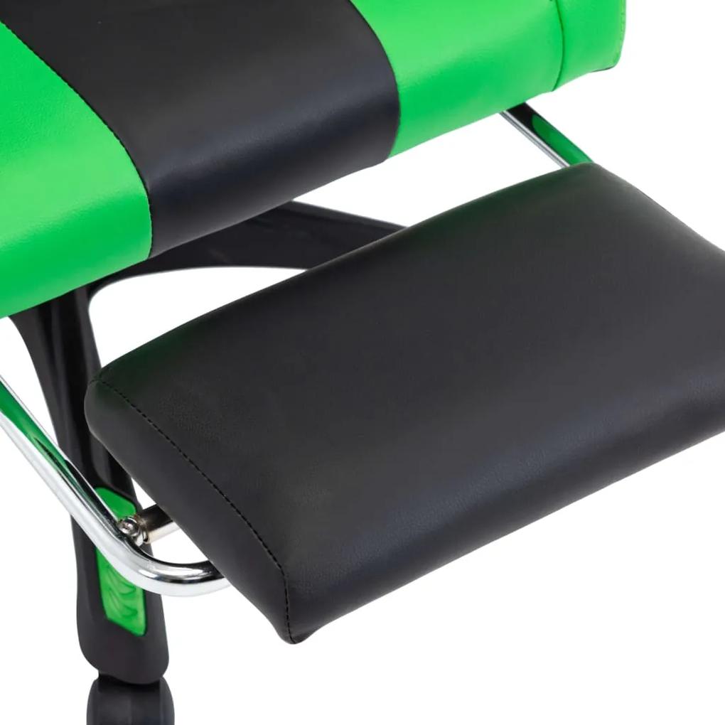 Scaun de racing suport picioare verde negru piele ecologica 1, verde si negru