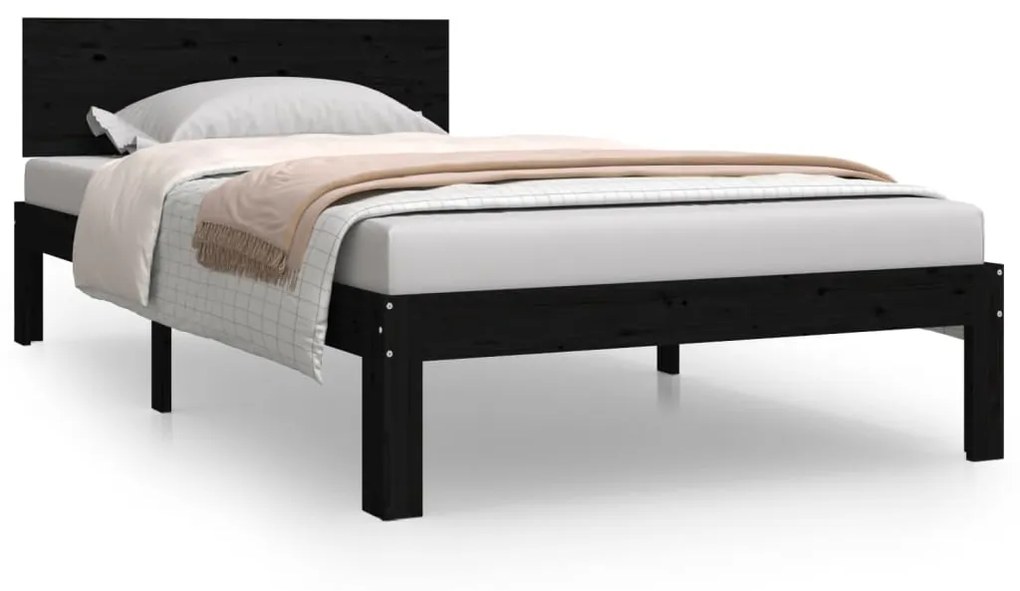 810489 vidaXL Cadru de pat, 100x200 cm, negru, lemn masiv de pin