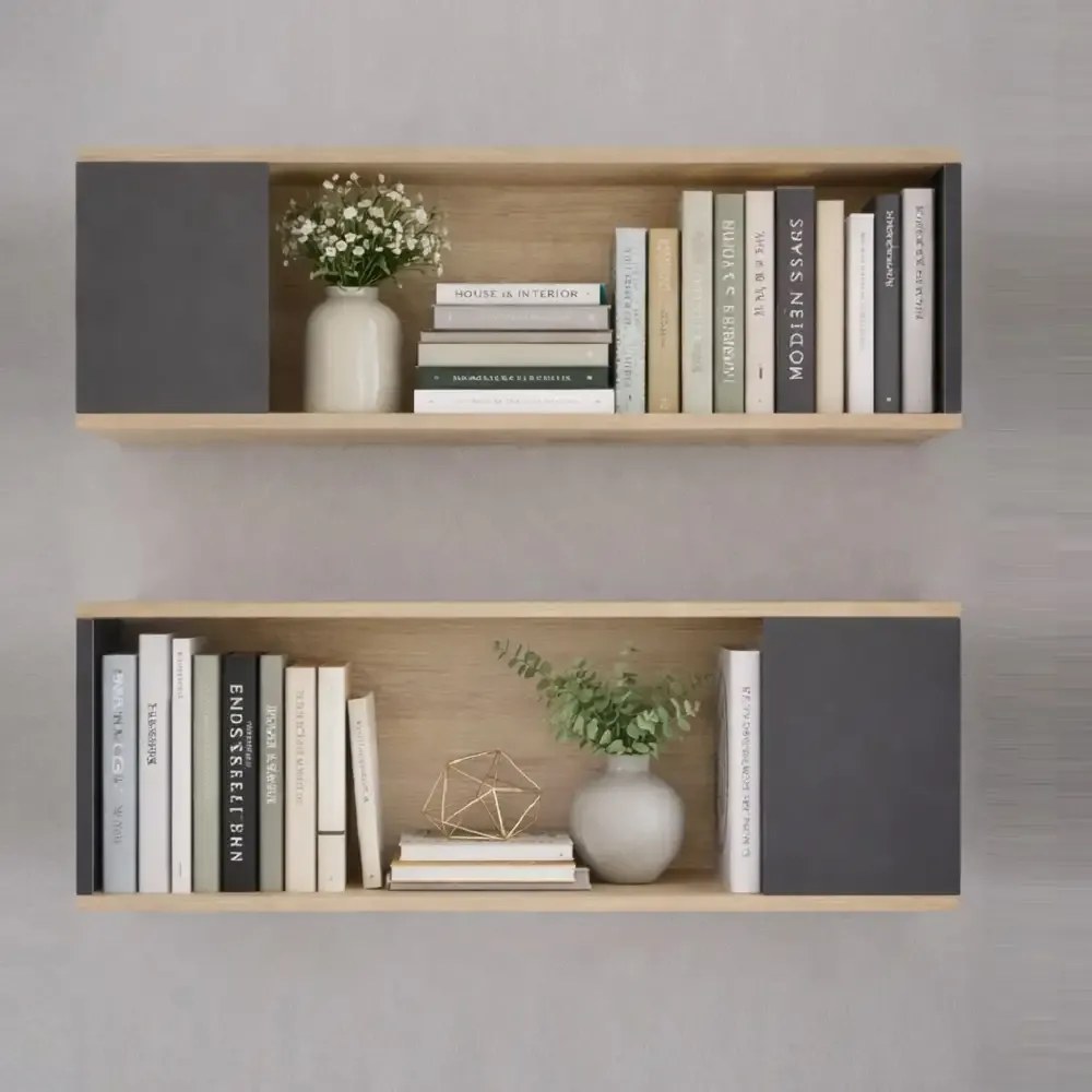 Set raft de perete Riva culoare stejar si antracit 100 cm