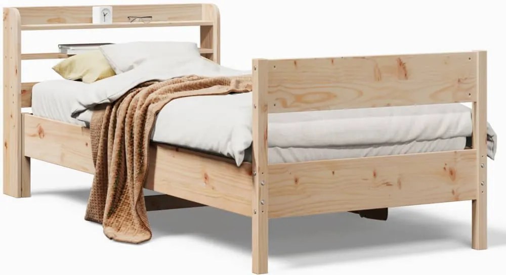 vidaXL Cadru de pat fără saltea, 75x190 cm, lemn masiv de pin