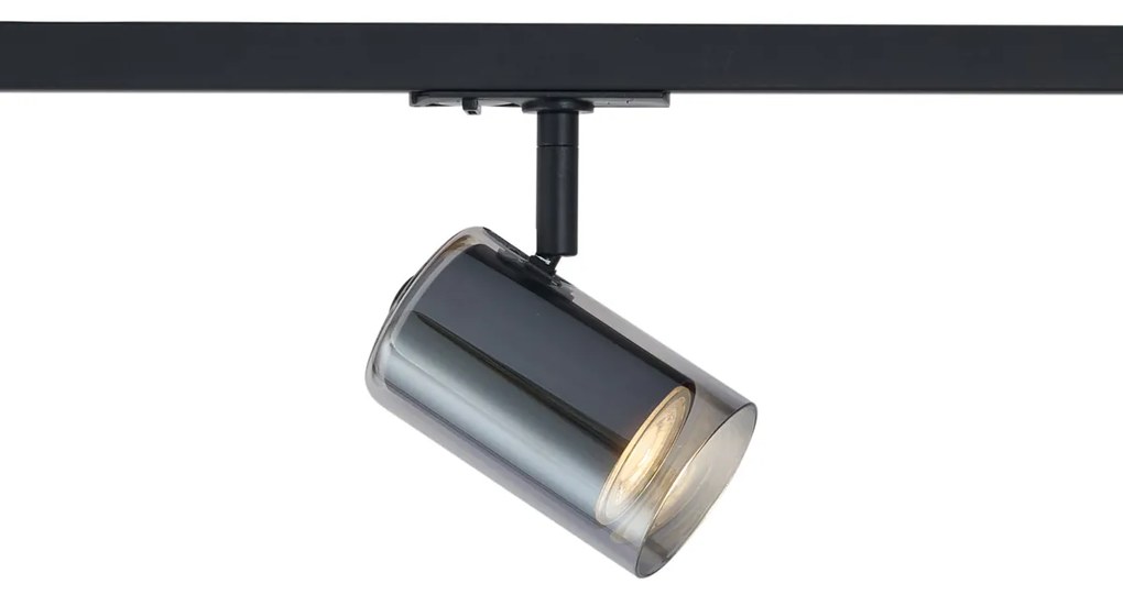 Spot modern negru cu sticlă fumurie pentru sistem de șină monofazat - Iconic Lloyd