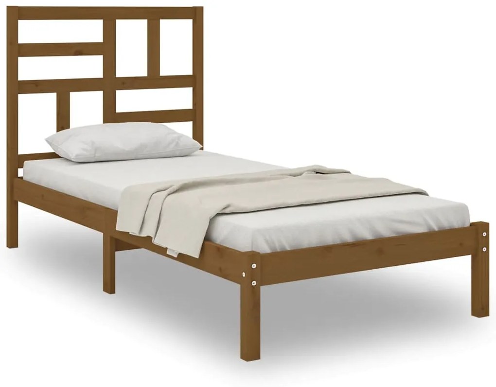 3105938 vidaXL Cadru de pat, maro miere, 90x200 cm, lemn masiv