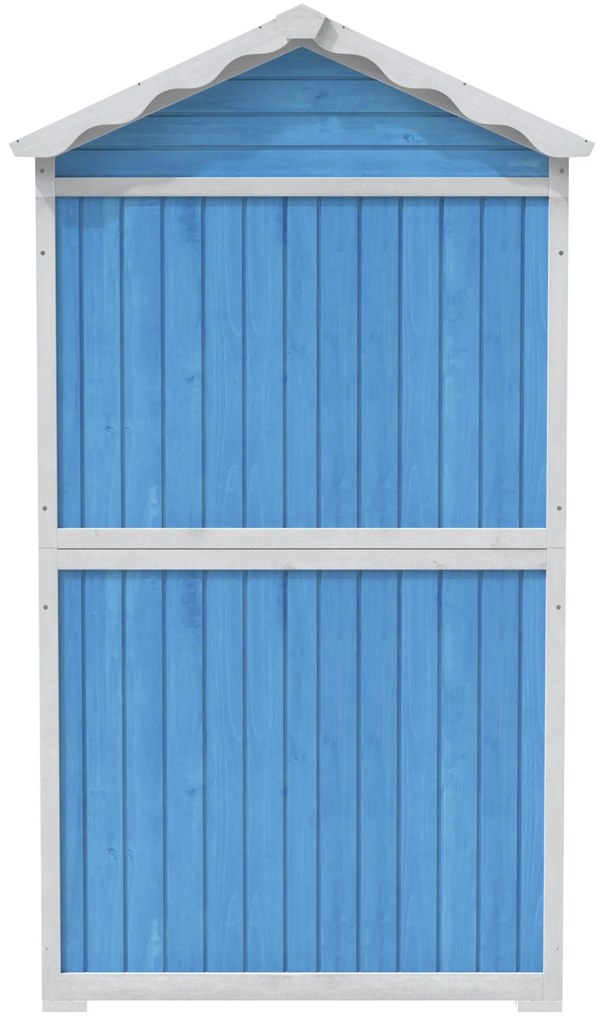 Depozit pentru mobilier de grădină din lemn pentru exterior, design rezistent la intemperii cu întărituri stabile în formă de X, 93x45x179 cm, Albastru