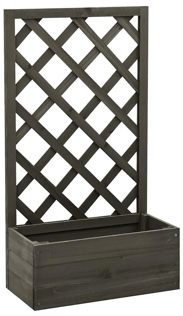 vidaXL Jardinieră cu spalier de grădină, gri, 50x25x90 cm, lemn brad