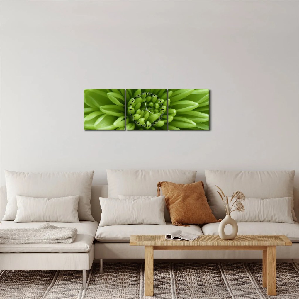 Tablou - Imagine macro a unei plante (cu ceas) (90x30 cm)