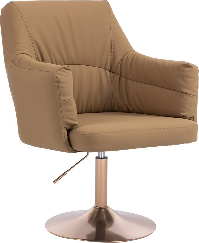 HR840N Scaun Caramel Piele Ecologica Premium Soft cu Bază Aurie