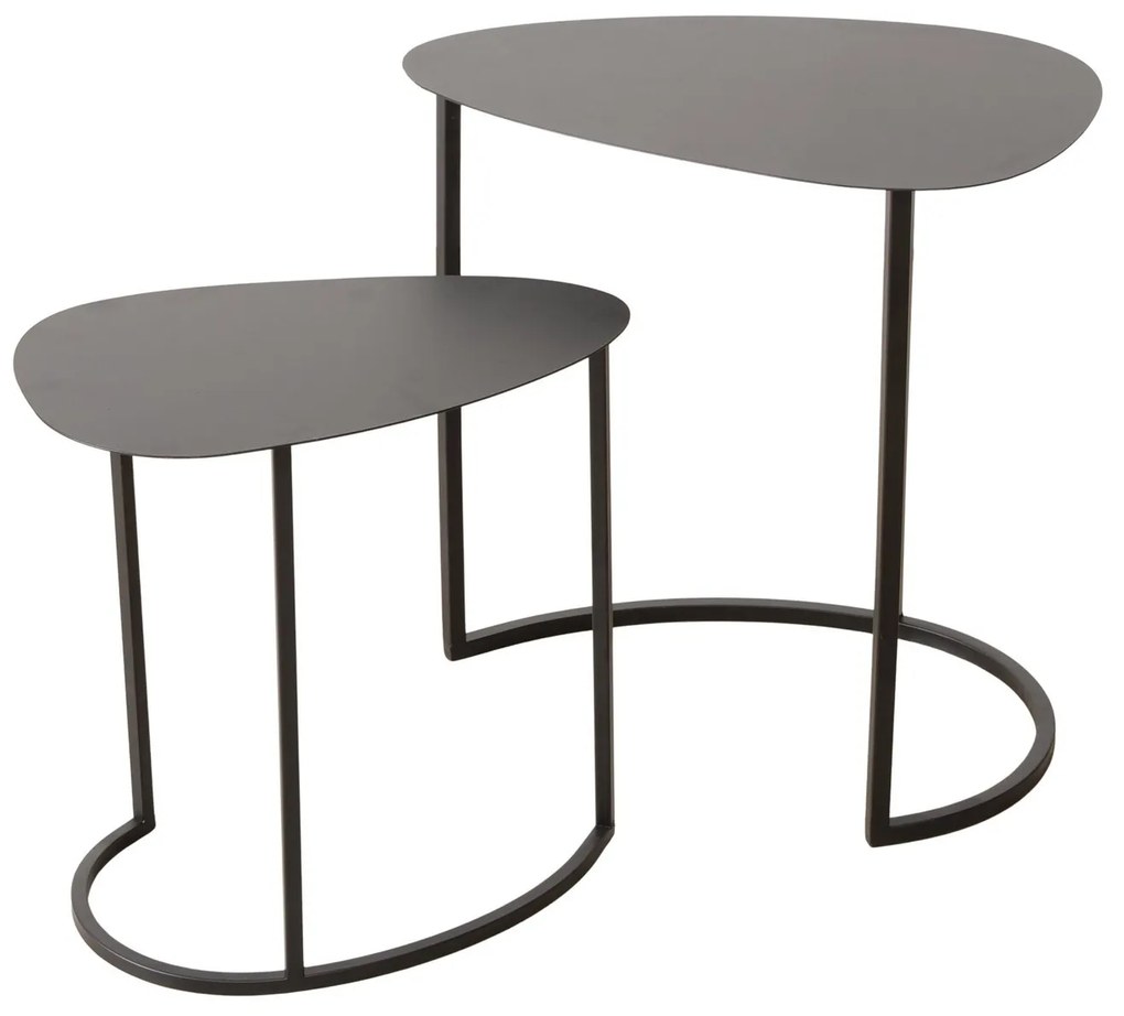 Set de două măsuțe de cafea JERRY, în formă de lacrimă, din metal.