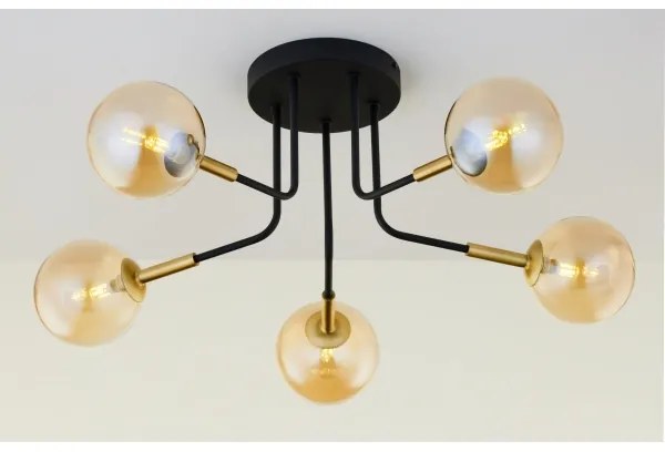 Lustră pe tijă Jupiter 2038 BURANO 5xG9/10W/230V negru/auriu/bej