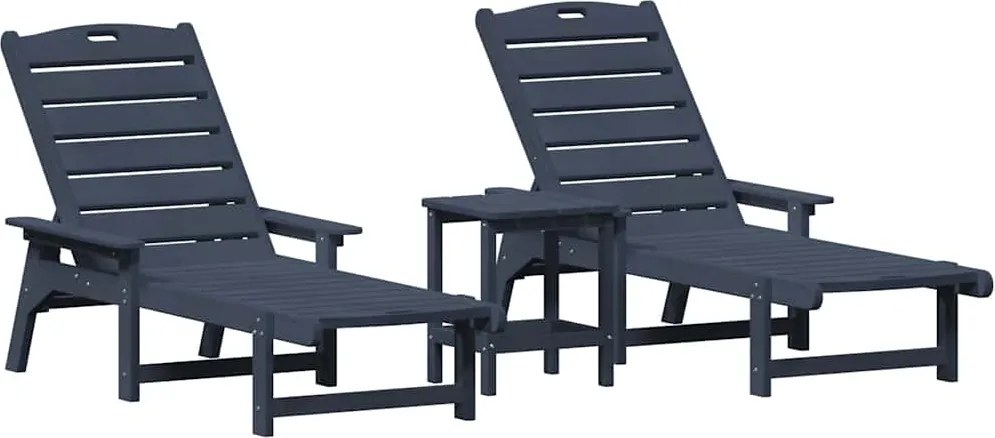 vidaXL Șezlong 3 pcs Bleumarin Polietilenă
