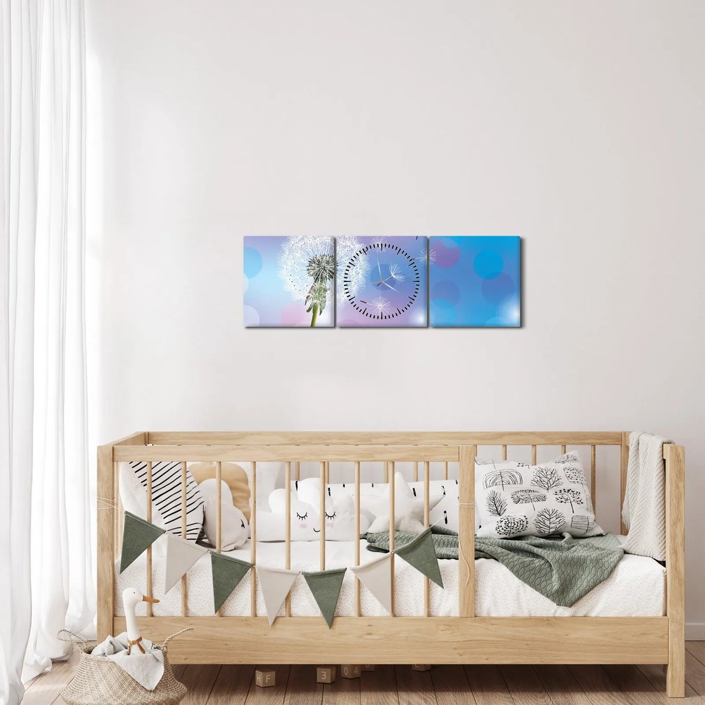 Tablou - Păpădie în vânt (cu ceas) (90x30 cm)