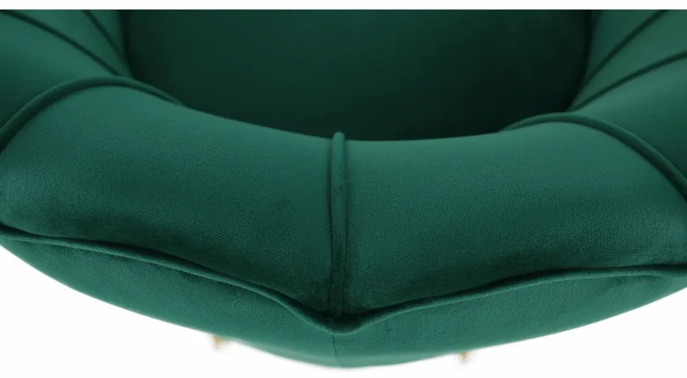 Fotoliu în stil Art-deco, catifea Velvet smarald/crom auriu, NOBLIN