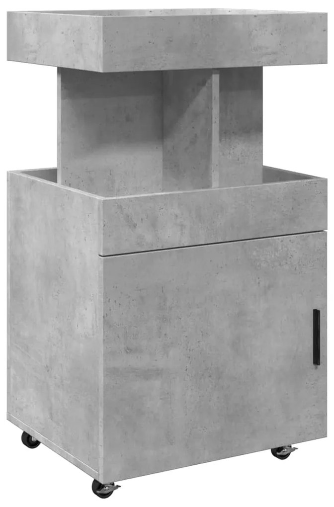 848265 vidaXL Cărucior de bar, gri beton, 50x41x89 cm, lemn prelucrat