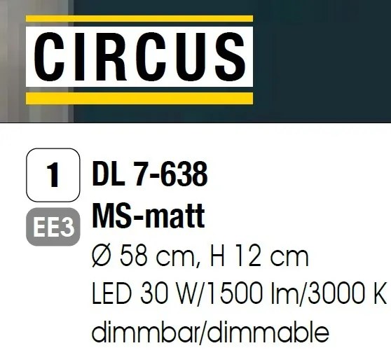 Plafoniera, Lustra aplicata dimabila Circus satin brass